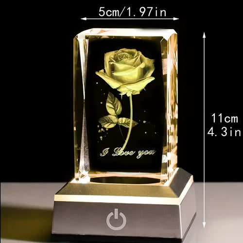 3D Crystal Rose LED Light